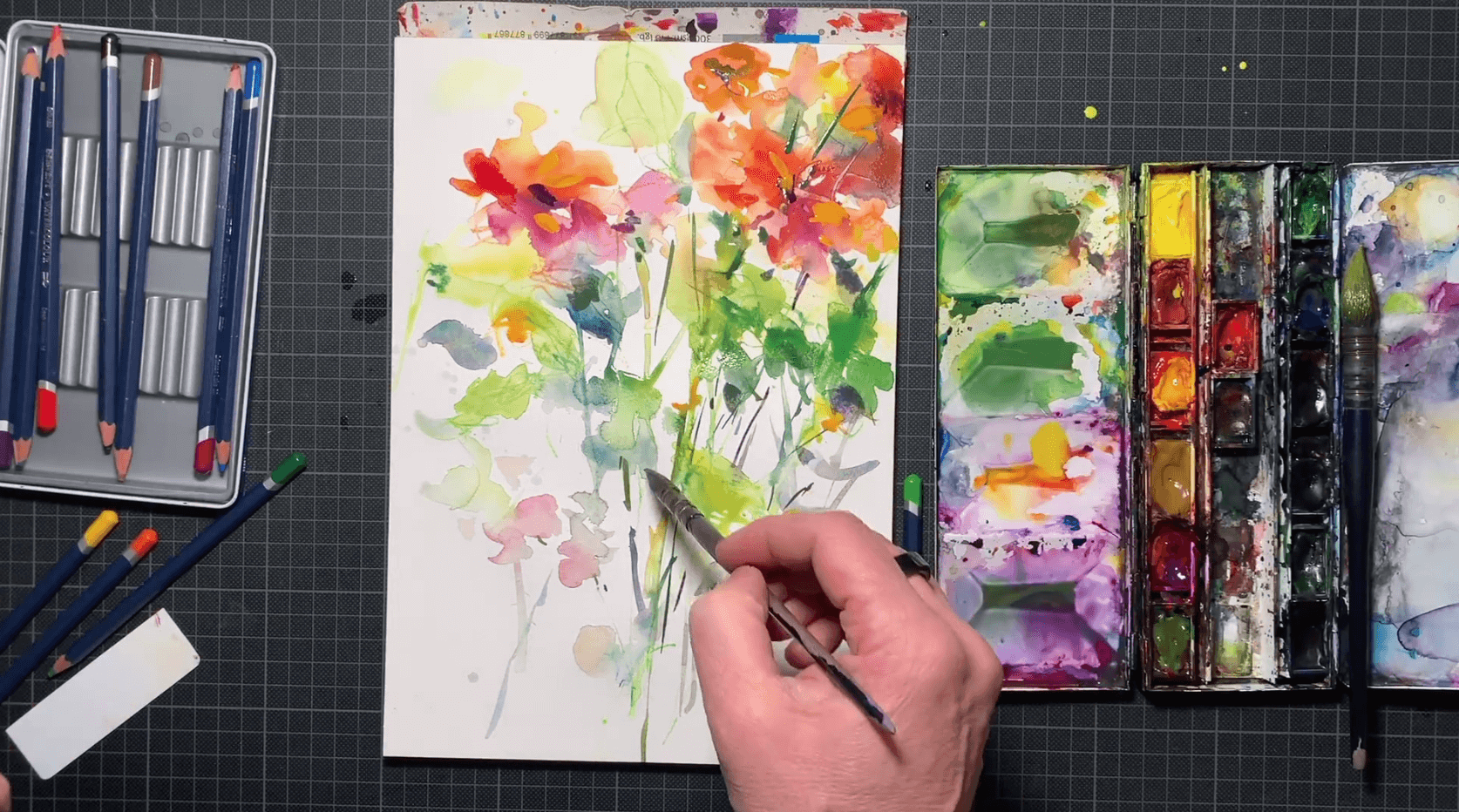 Akvarel blomster | Mal blomster med akvarel
